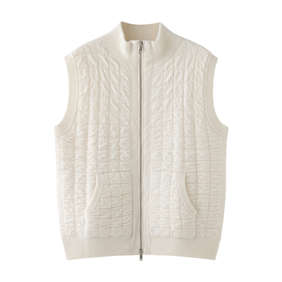 叠穿神器~山羊绒马甲女秋冬肌理感棉服加厚拉链无袖针织开衫坎肩