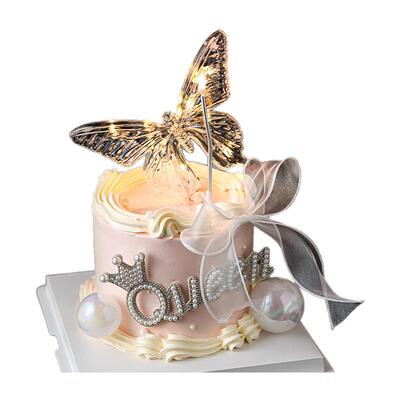 发光蝴蝶灯女神节唯美蛋糕装饰