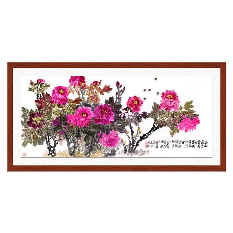 花开富贵贴画沙发背景墙客厅壁画中式墙画墙纸墙贴自粘年画墙贴画