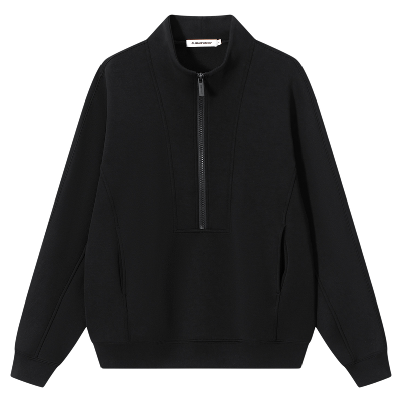CLIMAX VISION空气层半高领拉链休闲加绒廓形卫衣cleanfit风穿搭