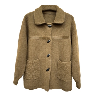 时尚妈妈装翻领纯色加厚保暖呢子大衣冬季新款贵气好看中老年外套