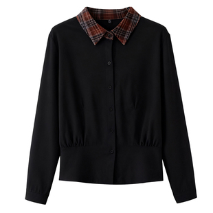 洋气秋冬翻领长袖双面澳绒衬衫女外传内搭保暖遮肚显瘦一体绒上衣