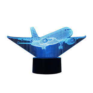创意飞机3d小夜灯usb插电触摸台灯装饰床头灯酒吧桌灯电竞房桌灯