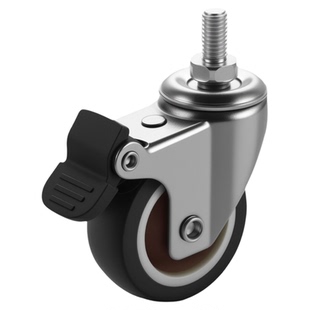 丝杆脚轮万向轮螺纹滚轮1.5寸2寸M8M10M12手推车滑轮静音刹车轱辘