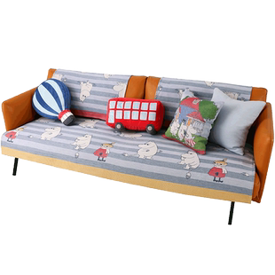 美式全棉防滑姆明沙发垫四季通用皮坐垫全棉布艺沙发盖布沙发巾