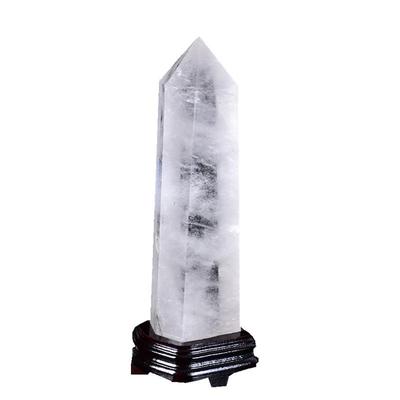 天然白水晶柱能量柱消磁六棱摆件