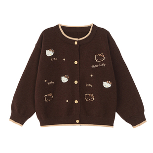 小O宝童装 宝宝刺绣针织开衫女柔软2026春秋装新女童外搭毛衣外套