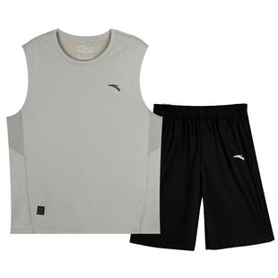 安踏运动套装男款2026夏季透气无袖背心短裤速干冰丝休闲两件套男