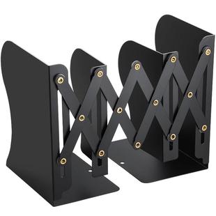 可伸缩金属书立带笔筒书架桌面书本折叠固定书本收纳架一体挡板书夹立架小学生用桌上初高中生创意放书收缩架