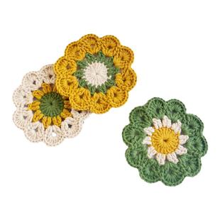 手工diy小花杯垫隔热垫钩针牛奶棉编织毛线工具包材料包成品礼物