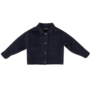 UL双面羊绒羊毛呢大衣女宝宝女童男童外套儿童秋冬季新款大童小童