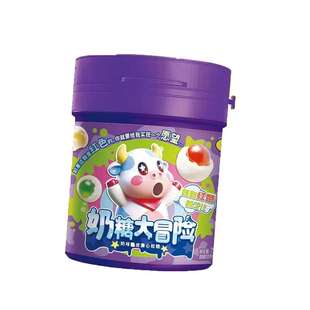 奶糖大冒险果味软糖混合水果味糖果学生游戏推推罐罐装夹心水果糖