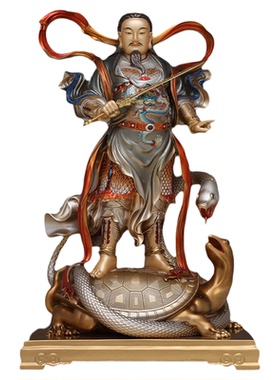 全铜真武大帝神像家用供奉摆件