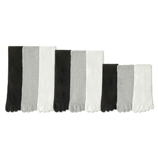 五指袜子男士中筒袜纯色秋冬季长筒防臭短袜黑白色脚趾袜女分趾袜