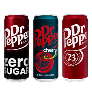 Dr Pepper波兰进口胡椒博士汽水可乐330ml罐装整箱樱桃味零度无糖