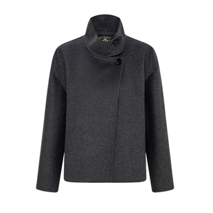 【羊毛+桑蚕丝】Scofield女装短款立领偏门襟大衣2025秋冬新品