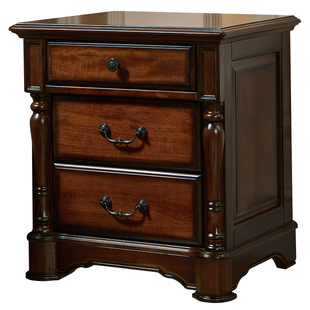 美式全实木床头柜美式乡村核桃木原木床边柜复古卧室三抽屉储物柜