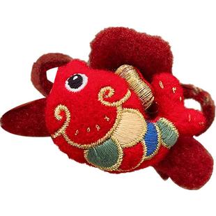 年年有余~新年喜庆锦鲤毛绒抓夹女氛围感盘发鲨鱼夹2025新款发饰