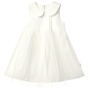 尼多熊春夏新款白色网纱女童裙子纯棉连衣裙可爱女宝宝法式公主裙