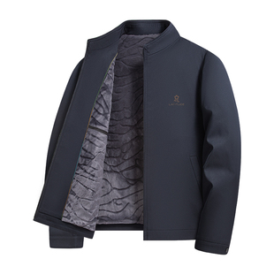 [加绒内里]梦特娇男士短款加厚外套冬季轻商务立领行政夹克黑色Z