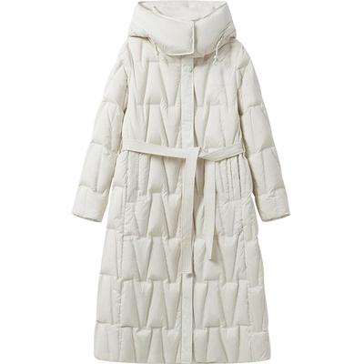 播商场同款保暖连帽立领羽绒服女24冬新中长款宽松外套BDR4RD4117