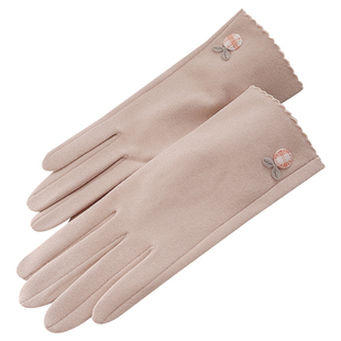 手套冬季女薄款开车骑行骑电动车触屏韩版可爱学生防寒保暖春秋款