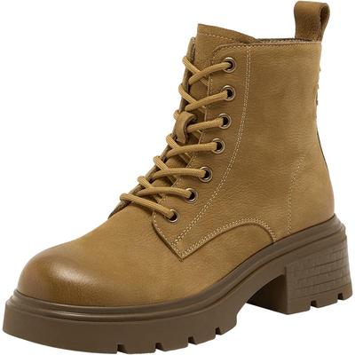 Bata英伦马丁靴女2025冬季新款牛皮粗跟百搭复古短靴6807DDD5