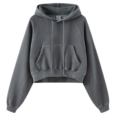 加绒加厚宽松棉潮牌露脐卫衣