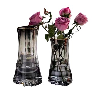 轻奢简约玻璃花瓶ins风高级感水养百合鲜花北欧客厅插花创意摆件