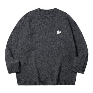 PSO Brand男装女装小狗圆领宽松长袖毛衣外套慵懒女士针织衫潮牌