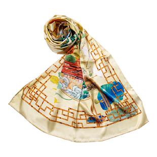 瑞蚨祥新中式长款桑蚕丝围巾中国风丝巾百搭薄款披肩纱巾礼盒女士