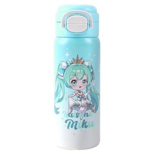 广博初音未来杯子周边水杯miku双饮保温杯保冷550ml 雪落纯音