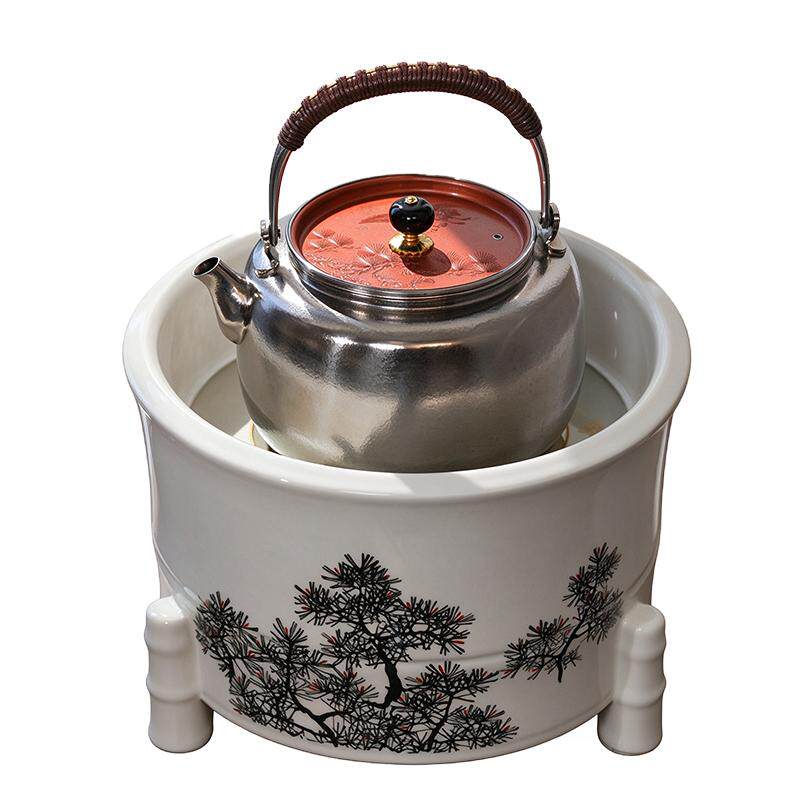 莺歌烧正品竹节火钵电陶炉套组提梁纯钛烧水壶无线遥控器煮茶炉