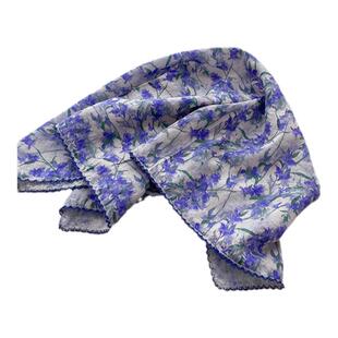 2026新款秋季淡雅碎花白色透气小方巾棉麻薄披肩春秋围巾旅游拍照