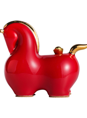 景德镇官方陶瓷摆件马上有钱