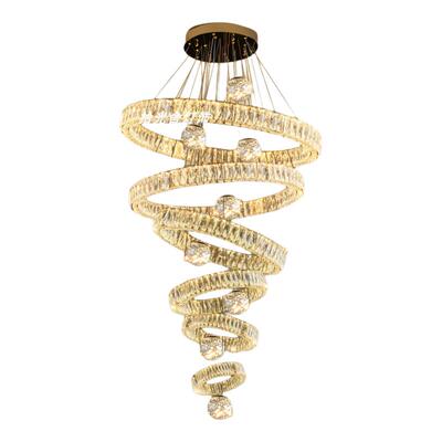 轻奢水晶圆环螺旋楼梯大吊灯