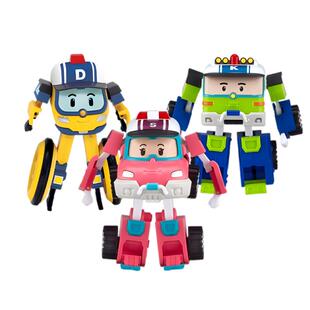 变形警车珀利poli罗伊消防安巴救护车经典升级4英寸儿童玩具组合