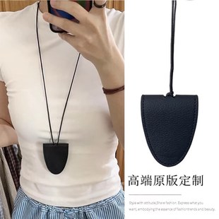 皮质长款项链韩国ins包包吊坠配饰女挂脖眼镜夹钥匙防丢收纳神器