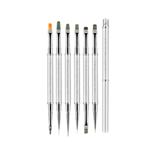 可拆卸双头美甲笔刷套装建构笔拉线彩绘笔方圆底胶笔美甲店光疗笔