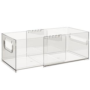 日式透明亚克力长条盒加高瘦高型大收纳盒化妆盒窄柜超高筐 冰箱