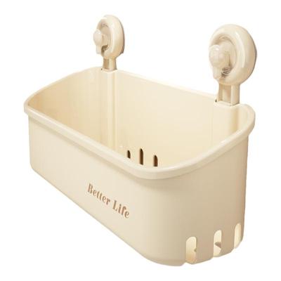 奶油风吸盘浴室免打孔收纳置物架