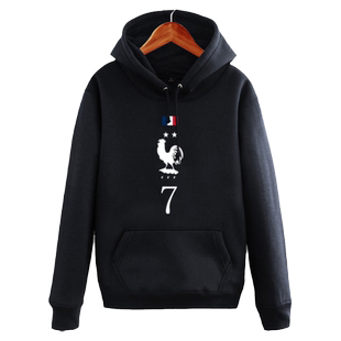 法国国家队足球迷服球衣姆巴佩连帽卫衣套头男女带帽子外套可定制