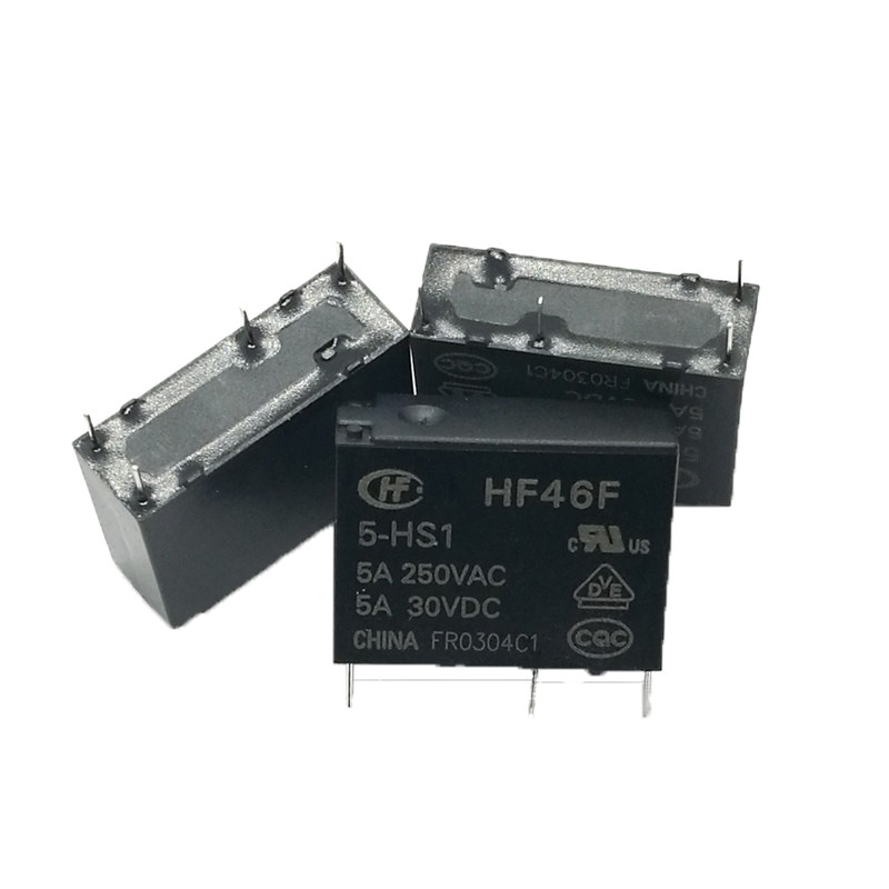 宏发小型继电器HF46F-5 12 24-HS1 5V 12V 24VDC-HS1T微型 4脚 5A