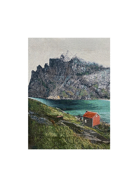 TaoMu 山巅的蓝 北欧治愈系山野风光客厅沙发装饰画手工diy挂毯画