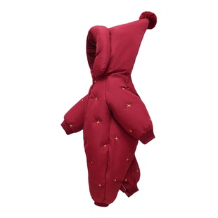 英国NEXT SKK冬季宝宝外出羽绒服连体衣圣诞抱衣婴幼儿保暖拜年服