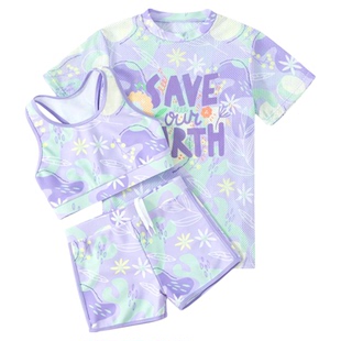 儿童泳衣女孩女童2026新款分体三件套游泳衣中大童初中生保守泳装