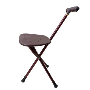 老人拐杖椅子两用凳子折叠便携防滑可坐拐棍老年人助步器带板带灯