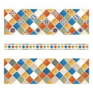 美式仿古厨房防油墙地面墙贴纸卫生间防水瓷砖遮丑补洞自粘可移除