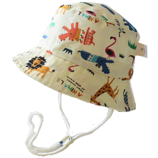 春秋季男童动物纯棉渔夫帽宝宝可爱遮阳帽子婴幼儿童防晒太阳帽