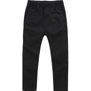 男童黑色裤子纯男孩长裤儿童装修身弹力小脚休闲裤中大童加绒加厚